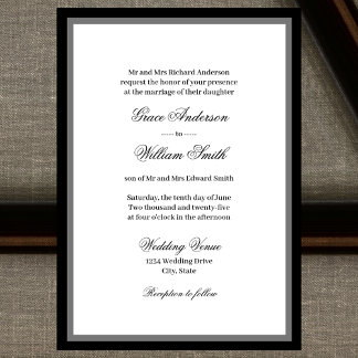 Classic Elegant Script Families Wedding Invitation