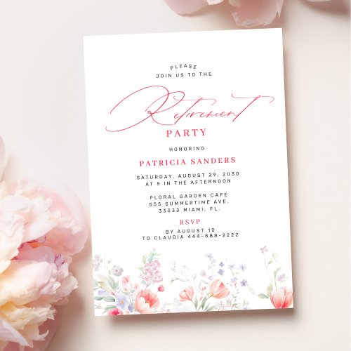 Classic elegant script floral retirement party