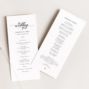 Classic Elegant Script Front Back Wedding Program