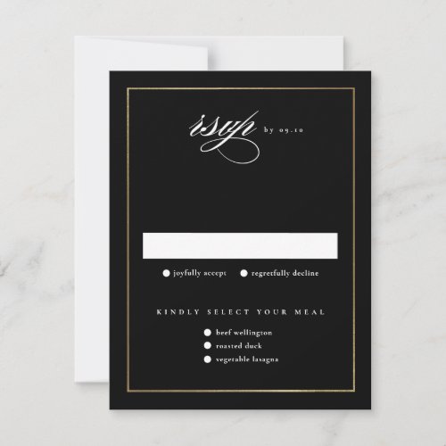 Classic Elegant Script Gold Wedding RSVP Card