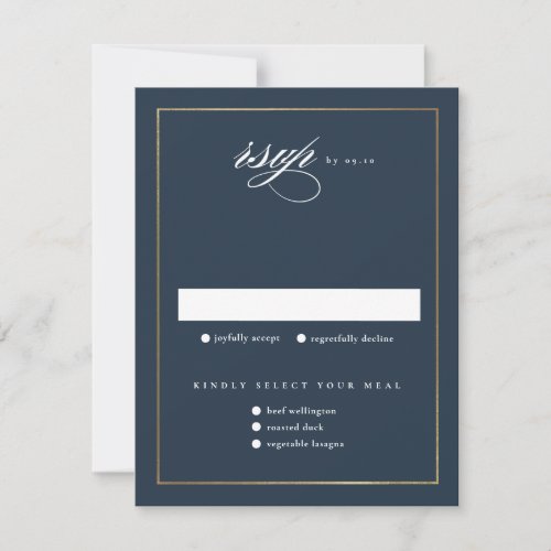 Classic Elegant Script Gold Wedding RSVP Card