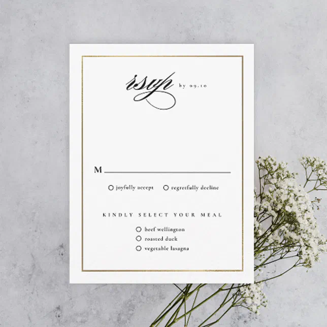 Classic Elegant Script Gold Wedding RSVP Card | Zazzle