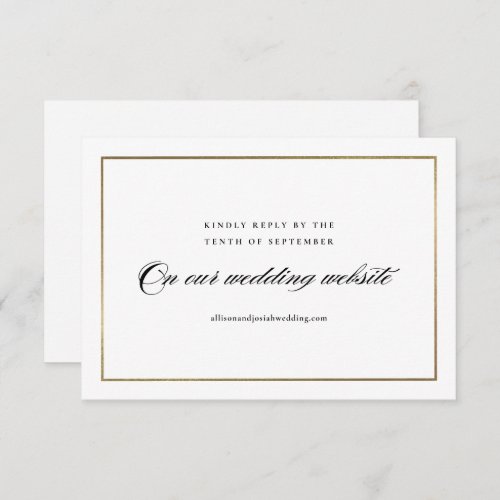 Classic Elegant Script Gold Wedding Website RSVP Card
