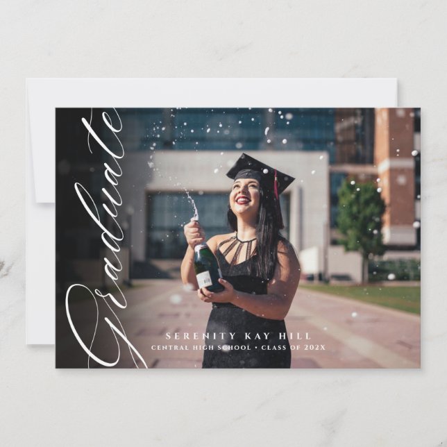 Classic Elegant Script Graduation Invitation (Front)