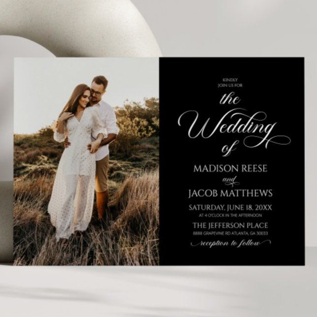 Classic Elegant Script Minimalist Picture Wedding Invitation (Creator Uploaded)