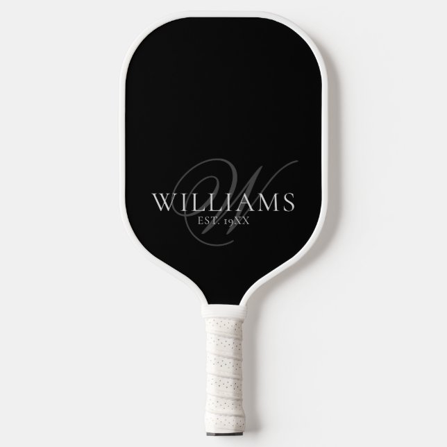 Classic Elegant Script Monogram Name  Pickleball Paddle (Front)