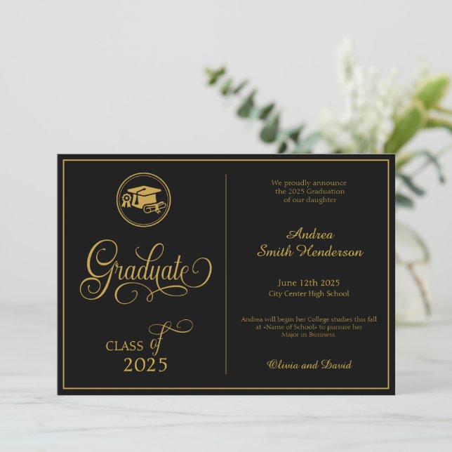 Classic Elegant Script No Photo Graduation Announcement (Standing Front)