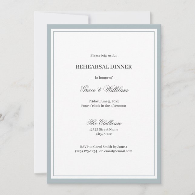 Classic Elegant Script Rehearsal Dinner Invitation (Front)