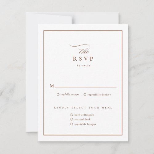 Classic Elegant Script Terracotta Wedding RSVP Card