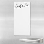Classic Elegant Script To Do List   Name Magnetic Notepad<br><div class="desc">This classic notepad design features a white background with chic black script. Great as a personalized to do list but can be edited to just have a phrase as well. This notepad also makes a wonderful gift for kids,  moms,  and grandparents!</div>