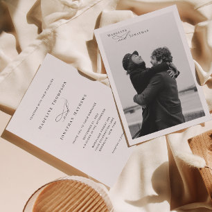 Classic Elegant Script Typography Photo Wedding Invitation