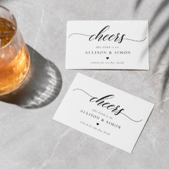 Classic Elegant Script Wedding Drink Coupon Business Card by BohemianWoods at Zazzle