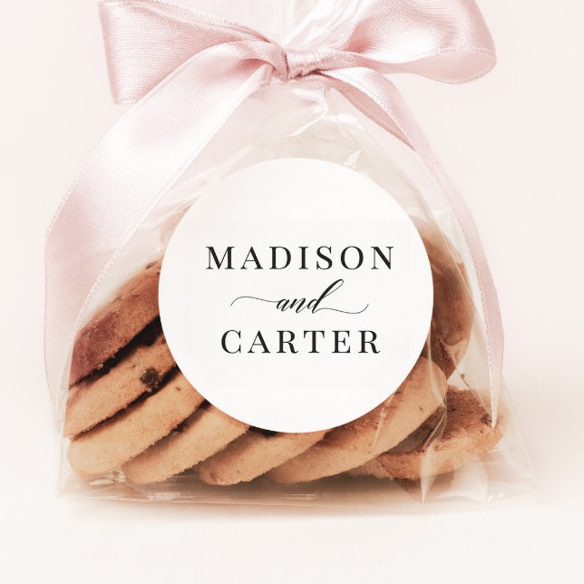 Classic Elegant Script Wedding Favor Stickers (Creator Uploaded)