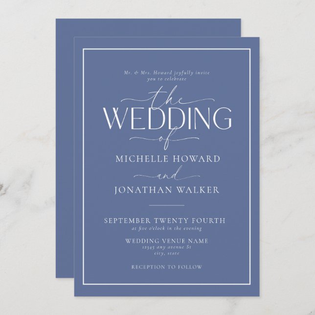 Classic Elegant Script Wedding Invitation (Front/Back)
