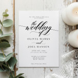 Classic Elegant Script Wedding Invitation<br><div class="desc">Timeless and refined, this black and white wedding invitation features a minimalist layout with elegant typography for a clean, sophisticated look. Perfect for modern couples who appreciate classic design, it’s ideal for both formal and casual weddings. The simplicity of the design allows your names and wedding details to shine, creating...</div>