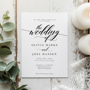 Classic Elegant Script Wedding Invitation