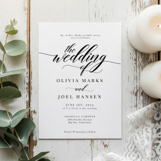 Classic Elegant Script Wedding Invitation