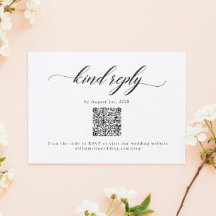 Classic Elegant Script Wedding QR Code RSVP Card