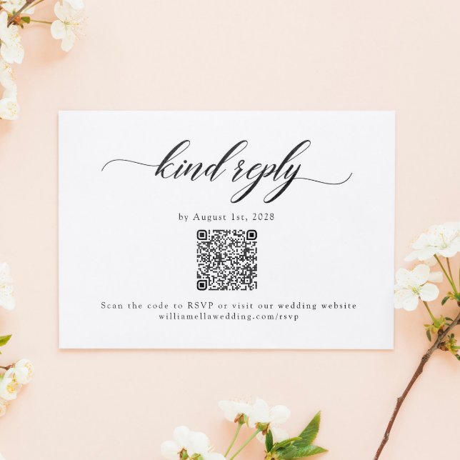 Classic Elegant Script Wedding QR Code RSVP Card (Creator Uploaded)