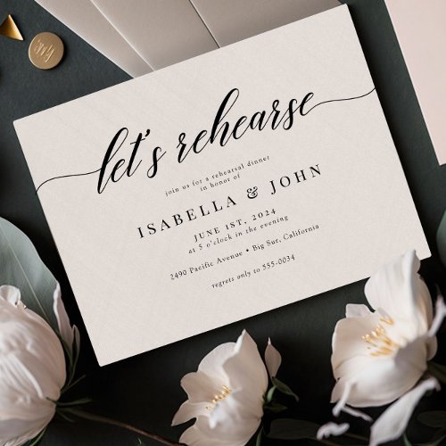 Classic Elegant Script Wedding Rehearsal Dinner Invitation