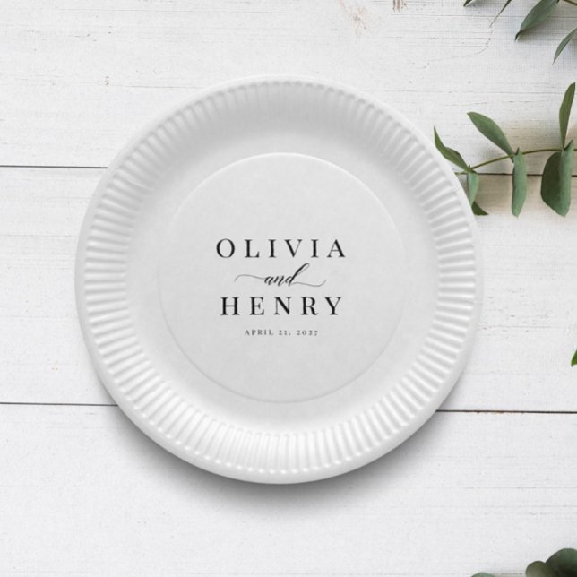 Classic Elegant Script Wedding Rehearsal Dinner Paper Plates (Creator Uploaded)