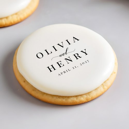 Classic Elegant Script Wedding Rehearsal Dinner Sugar Cookie