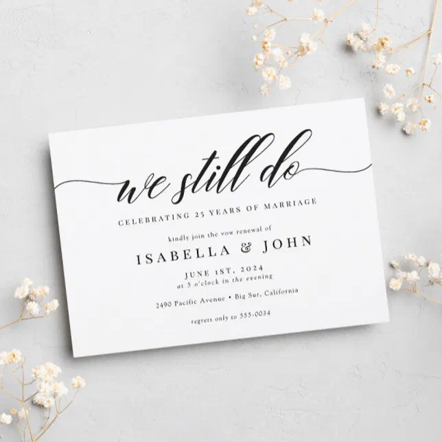 Classic Elegant Script Wedding Vow Renewal Invitation | Zazzle