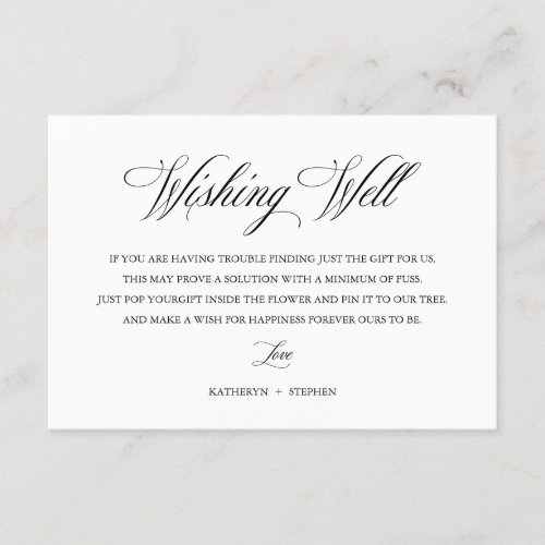 Classic Elegant Script Wishing Well Enclosure Card