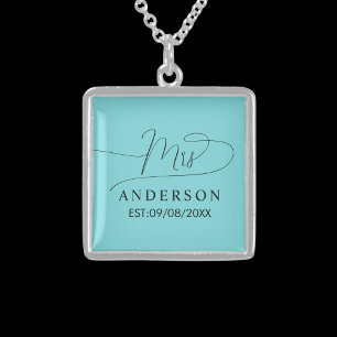 classic elegant silver and gold turquoise Necklace