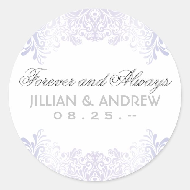 Classic Elegant Silver Monogram Favor Classic Round Sticker (Front)