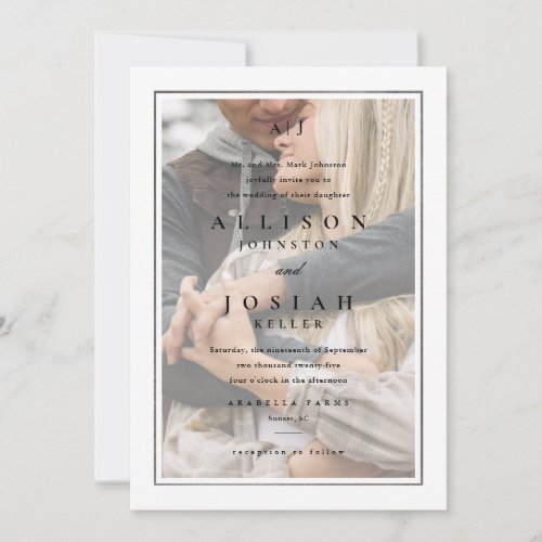 Classic Elegant Silver Photo Wedding Invitation