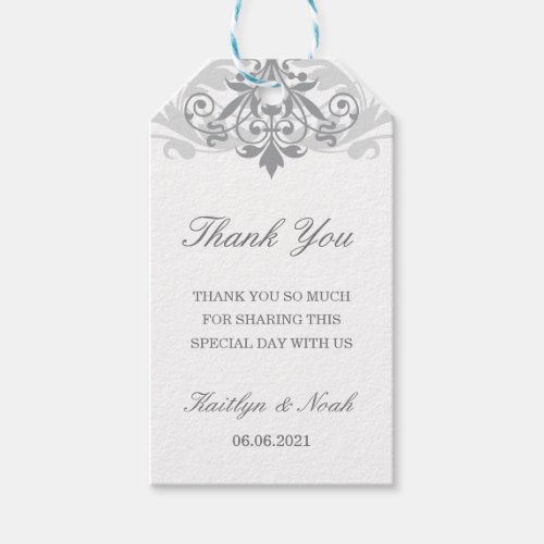 Classic  Elegant Silver Wedding Thank You Gift Tags