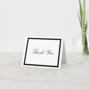 Classic Elegant Simple Black White Border Occasion Letterpress Thank You Card