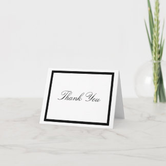 Classic Elegant Simple Black White Border Occasion Thank You Card