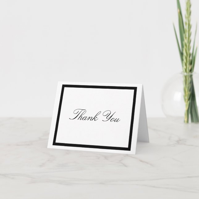 Classic Elegant Simple Black White Border Occasion Thank You Card (Front)