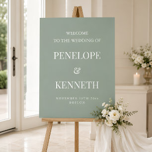 Classic Elegant Simple Custom Sage Wedding Welcome Foam Board