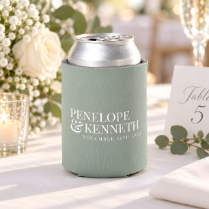 Classic Elegant Simple Custom Wedding Dusty Sage Can Cooler