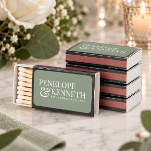 Classic Elegant Simple Custom Wedding Dusty Sage Matchboxes