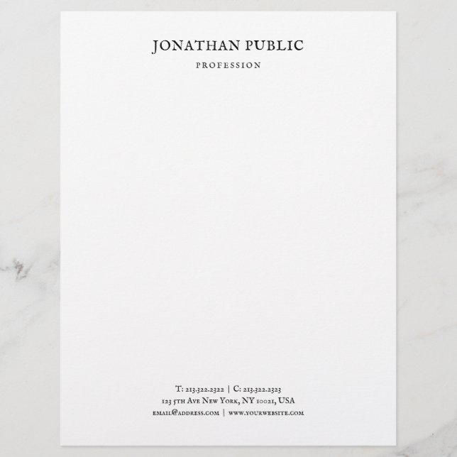 Classic Elegant Simple Design White Nostalgic Look Letterhead (Front)