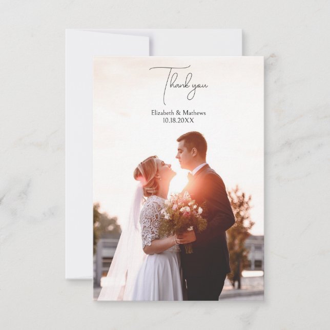 Classic Elegant Simple Minimalist Wedding Thank You Card (Front)