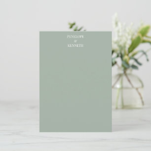 Classic Elegant Simple Personalized Sage Wedding Note Card