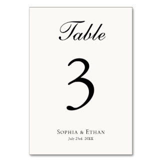 Classic Elegant Simple White Wedding Table Card