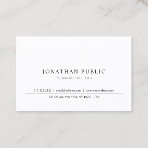 Classic Elegant Sleek Plain Professional Design Business Card