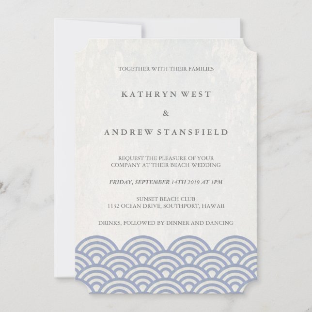Classic Elegant Soft Purple + White Beach Wedding Invitation (Front)