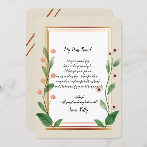 Classic  Elegant Sophistica will be my bridesmaid Invitation