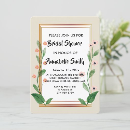 Classic & Elegant Sophisticated Bridal Shower Invitation Zazzle