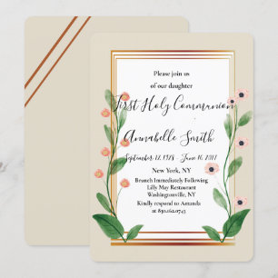 Classic & Elegant Sophisticated    First Holy Comm Invitation