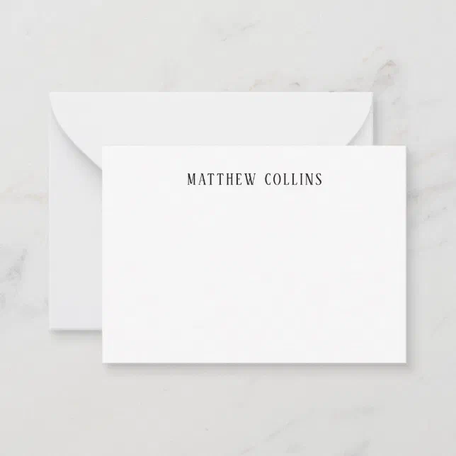 Classic Elegant Sophisticated Simple Formal Black Note Card | Zazzle