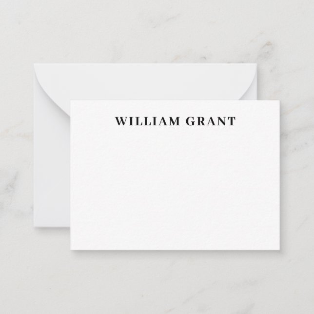 Classic Elegant Sophisticated Simple Formal Black Note Card (Front)