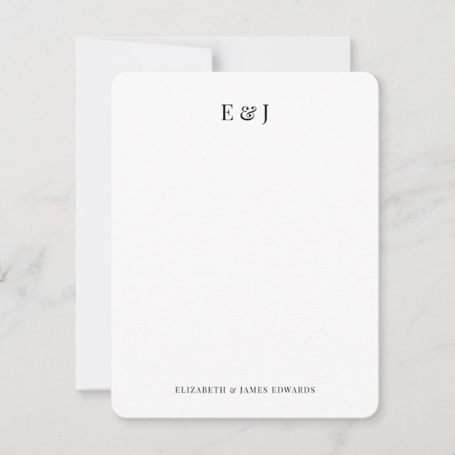 Classic Elegant Stylish Ampersand Couple Initials Note Card (Front)